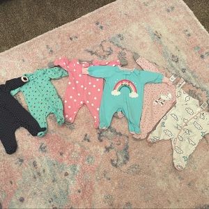 Premie Baby Girl Zipper Footie Pajamas